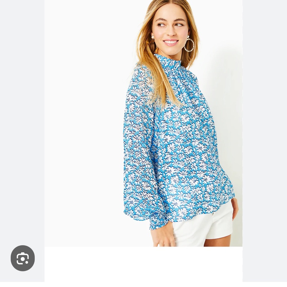Lilly Pulitzer Blue and White Floral Blouse